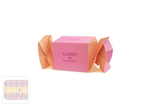 粉色糖果礼品盒模切图/刀模图EPS源文件