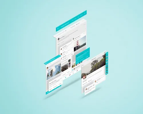 透视屏幕网页展示PSD模板Perspective Web App Showcase
