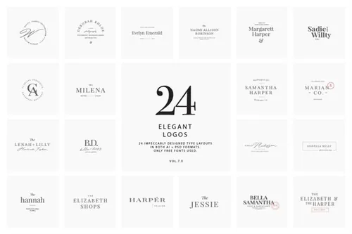 24个优雅柔美的女性婚礼LOGO商标AI模板 elegant feminine logos vol. 8.0