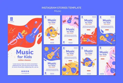 儿童音乐培训班兴趣班新媒体宣传海报模板 Kids music platform landing page template