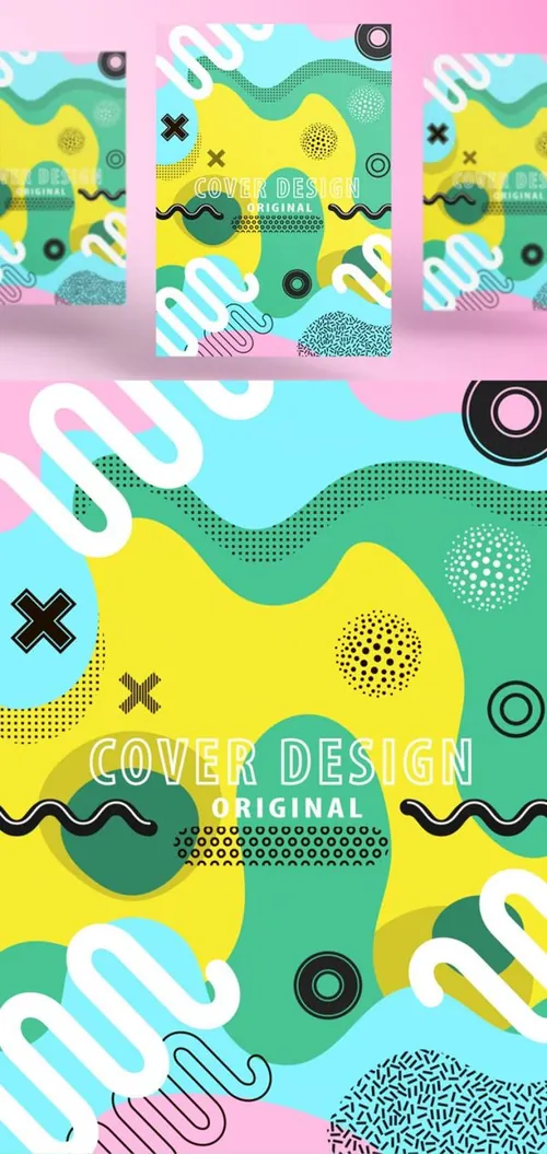 80年代孟菲斯流行艺术风格几何海报传单素材矢量模版