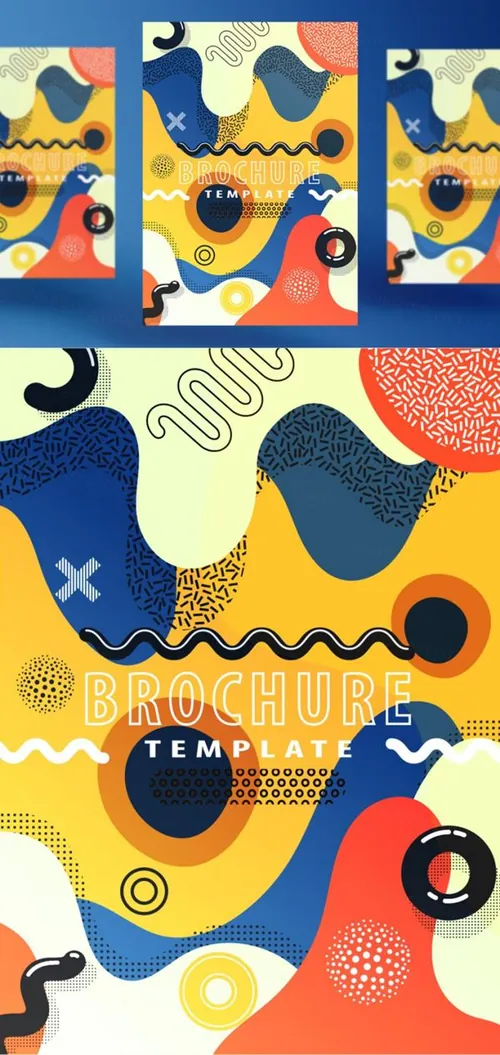 80年代孟菲斯流行艺术风格几何海报传单素材矢量模版