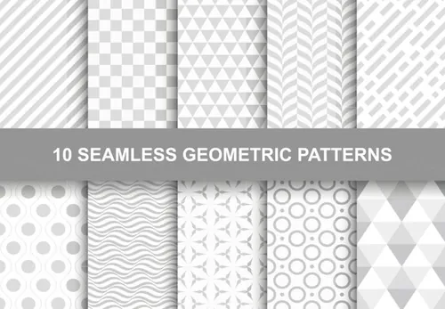 灰白色纹理无缝几何图案背景矢量设计素材Seamless geometric patterns