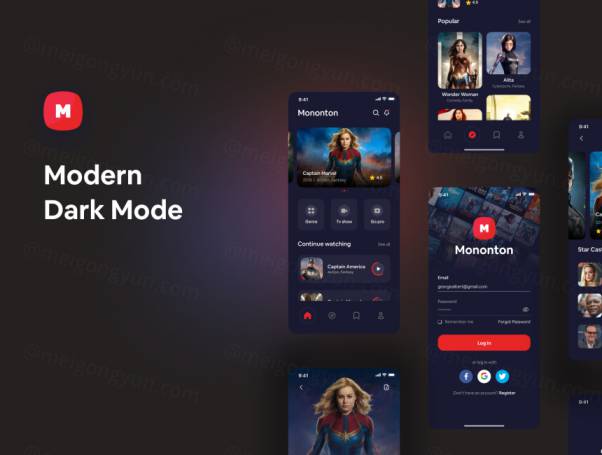 实时流媒体电影剧集在线观看移动APP界面UI素材 Mononton U