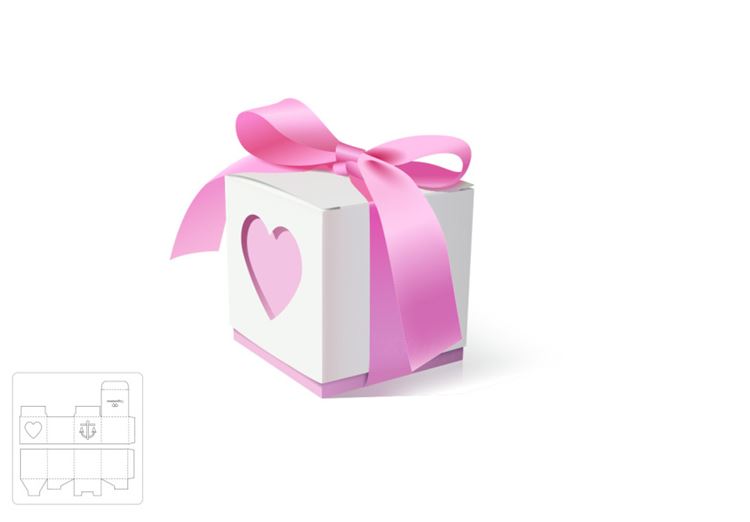 装卡片的礼品盒模切图/刀模图EPS源文件