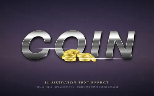 三维立体金属特效字体文本特效可编辑EPS矢量模板素材3d editable text style effect