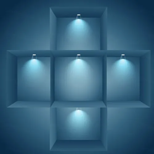 光照立体橱窗展示矢量图Multiple Display Window