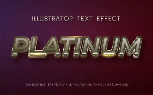 三维立体金属特效字体文本特效可编辑EPS矢量模板素材3d editable text style effect