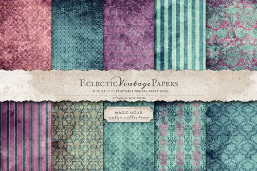 复古花卉图案无缝背景Printable Papers-Magic Hour