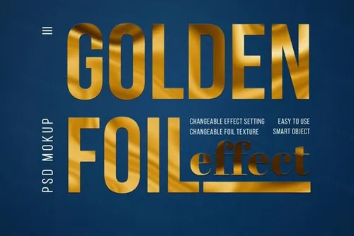 金箔效果徽标文字LOGO纹理贴图样机PSD模板 Golden