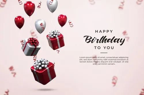 2021新年快乐元旦促销气球礼盒3D渲染合成场景海报素材 Happy new year 2021