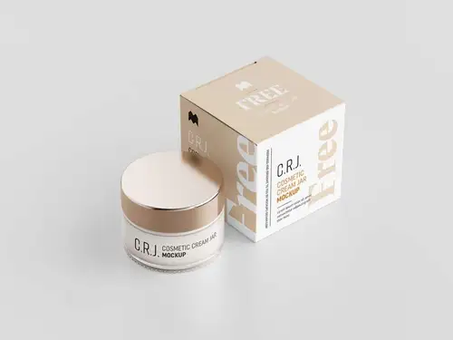 化妆品护肤品罐纸盒包装设计提案样机模板 Cosmetic Box With Jar Moc