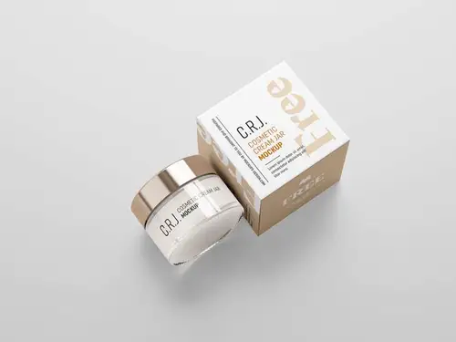 化妆品护肤品罐纸盒包装设计提案样机模板 Cosmetic Box With Jar Moc