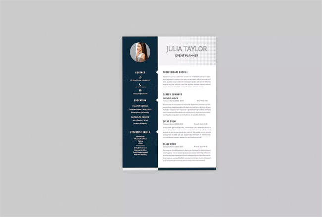 活动策划专员CV简历模板 CV Black Resume Designer
