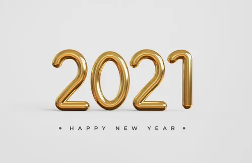 2021新年快乐元旦促销金色3D渲染合成场景海报素材 Happy new year 2021