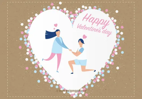 情人节剪纸风格矢量海报Valentine\'s Day