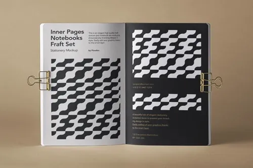 带盖翻盖的psd牛皮纸笔记本文具样机 Psd Notebook Kraft Mockup