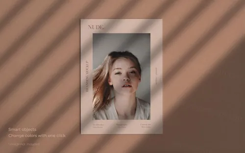 优雅的带有最新潮流高级阴影小册子传单折页设计提案展示样机模板