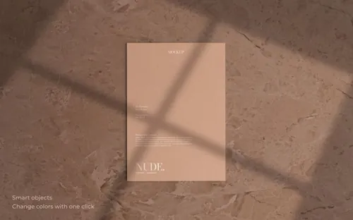 优雅的带有最新潮流高级阴影小册子传单折页设计提案展示样机模板