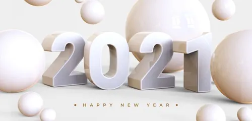 2021新年快乐元旦促销金色3D渲染合成场景海报素材 Happy new year 2021
