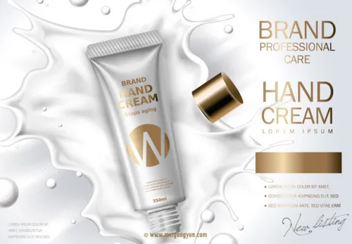 白色牛奶护手霜广告模板White Milk Hand Cream ad template