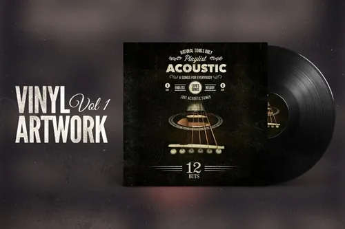 复古风格高端黑胶唱片样机music vinyl artwork