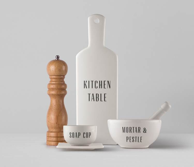 胡椒磨，砂浆和桌子样机 Tableware Psd Mockup Vol5