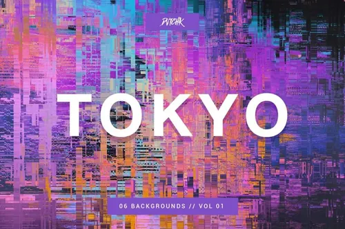 东京风格城市小故障背景图案City Glitch Bgs