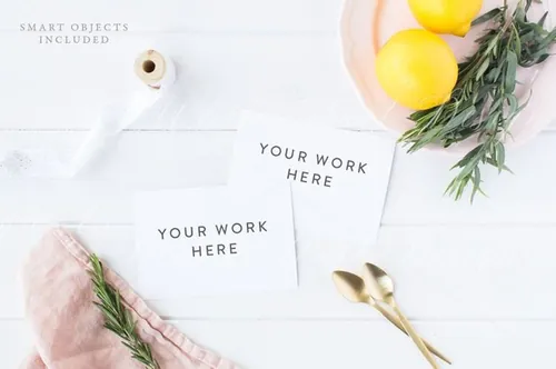 卡片展示样机模板 2 recipe cards mock up