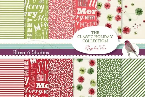 经典假期图案背景纹理 Retro Holiday Digital Papers