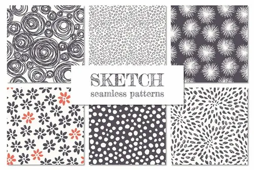 涂鸦背景纹理集 Sketch Seamless Patter