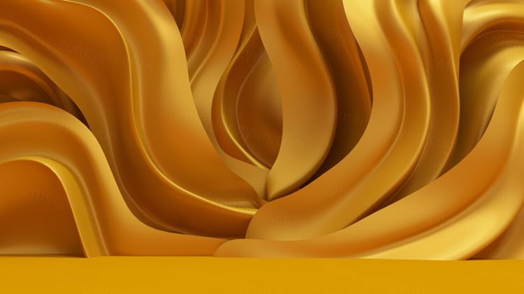 奢华金色窗帘布料高清背景素材 3d luxury background with gold drapery fabric