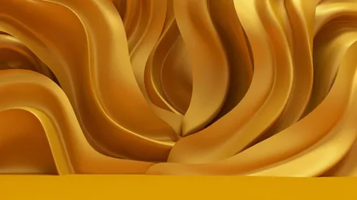 奢华金色窗帘布料高清背景素材 3d luxury background with gold drapery fabric