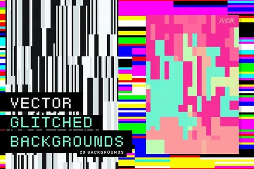 信号故障色块艺术科技感觉的背景素材vector glitched