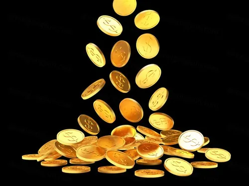 洒落的金币黑色高清背景图片素材 alling golden dollar coins