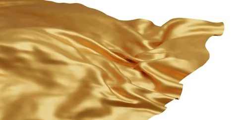金色绸缎白色背景高清图片素材 flying gold cloth isolated white background