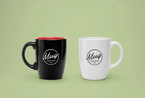 马克杯模型PSD贴图模板Black  White Mug Mockups