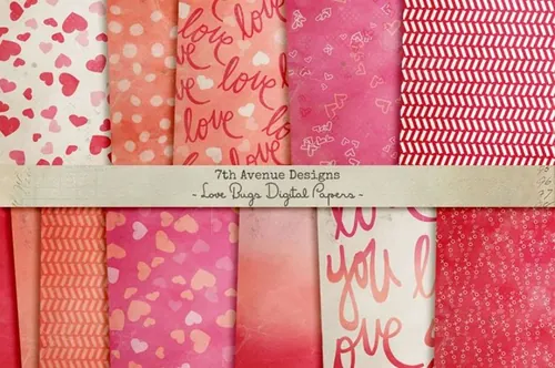 爱心图形背景纹理 Love Bugs Digital Papers