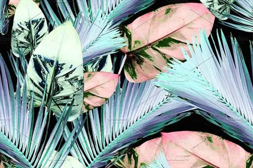 抽象手绘水彩热带植物Seamless fashion leaves pattern