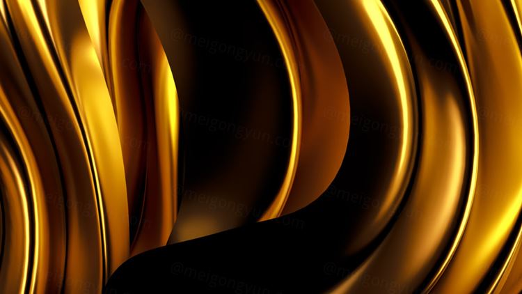 金色绸缎织物3D渲染插图高清背景图片素材 gold silk fabric with metallic background