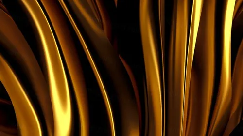 金色绸缎织物3D渲染插图高清背景图片素材 gold silk fabric with metallic background