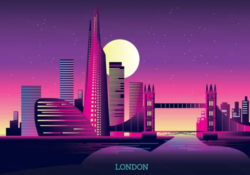 渐变城市伦敦矢量插图Vector Illustration The Shard And The London Skyline