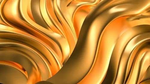 金色绸缎织物3D渲染插图高清背景图片素材 gold silk fabric with metallic background