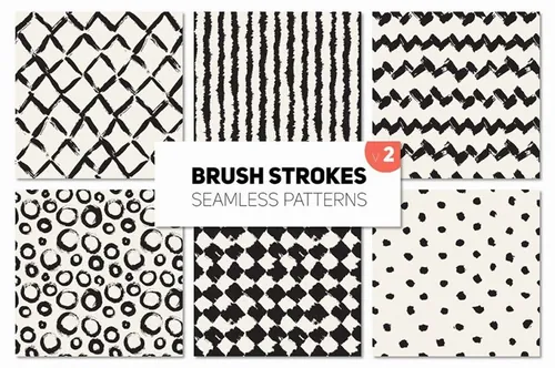 无缝笔刷效果图案背景纹理 Brush Strokes. Se