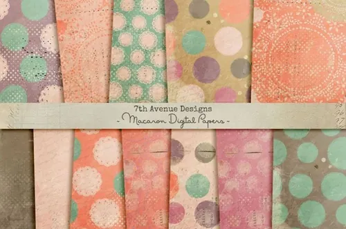 经典图案背景纹理 Macaron Digital Papers