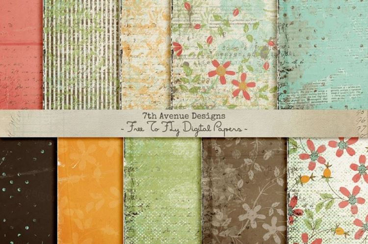 复古图案背景纹理 Free To Fly Digital Papers