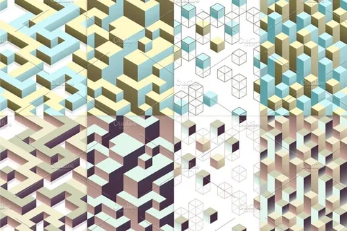 8款现代等距无缝图案纹理modern isometric