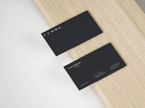 企业名片设计效果图样机模板 Slim Business Card Mockup