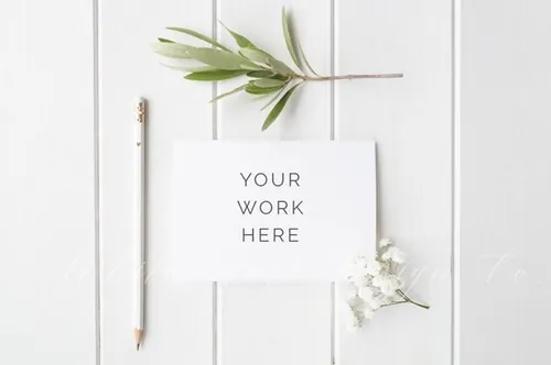 婚礼卡片样机模型 Styled stock photo A6 wedding