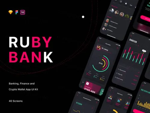 银行加密钱包消费预算理财计划移动APP界面UI素材 Ruby - Ba
